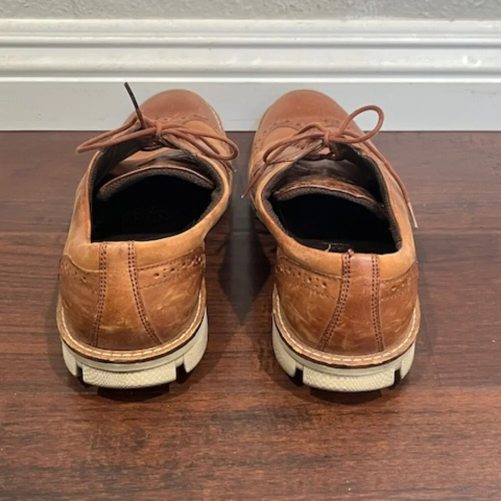 Ecco Oxford Leather Shoes Mens Light Brown Sz 10 60267401053